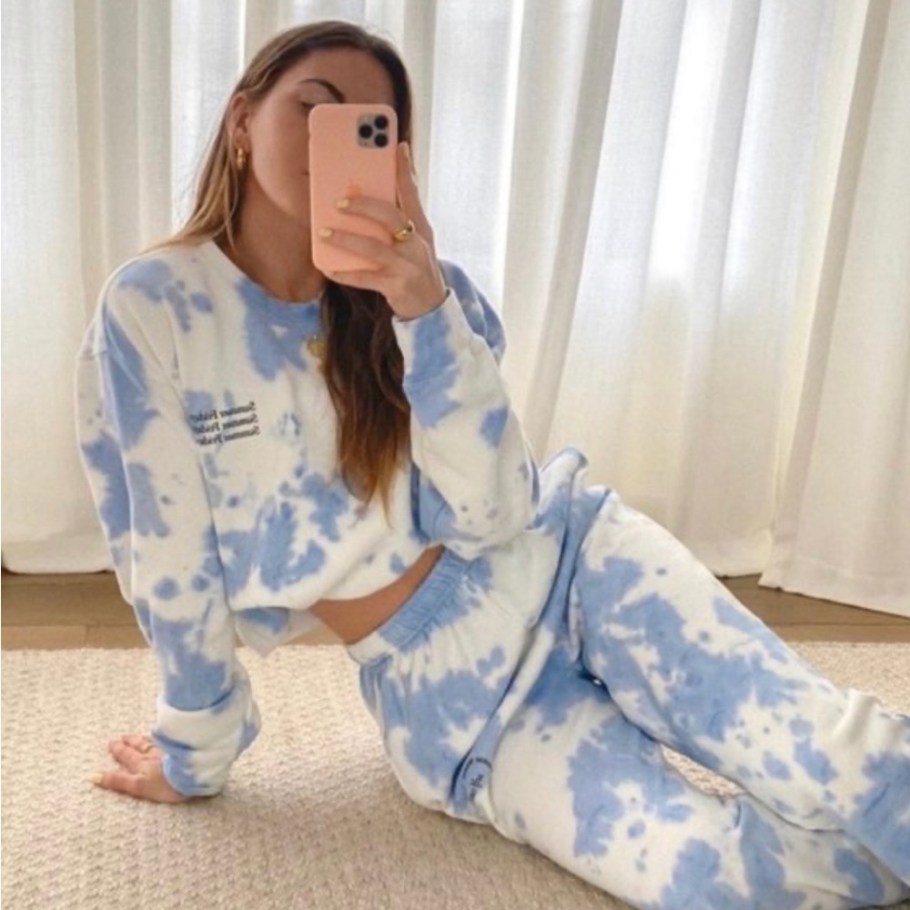 Summer Fridays Blue Cloud Sweatshirt & Sweatpants Set